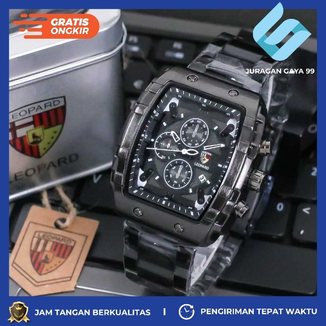Jam Tangan Pria Fashion Leopard Original SL 8018 Free Logam Tanggal Aktif - Bisa Bayar Ditempat - CO