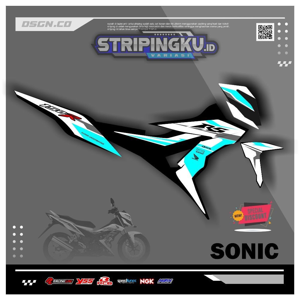 Striping Variasi Honda Sonic 150R / Sticker Honda Sonic variasi motif simple keren kode 03