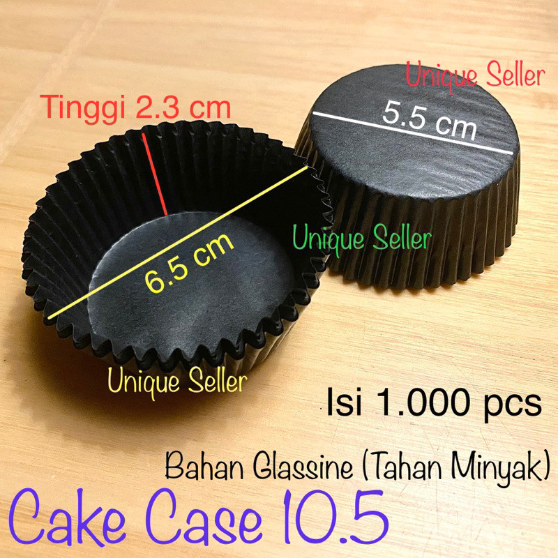 [Isi1000] Cake Case 10.5 Diameter Alas 4.5 & 5.5 cm GLASSINE HITAM / Kertas Cup Cake GLASSINE HITAM 