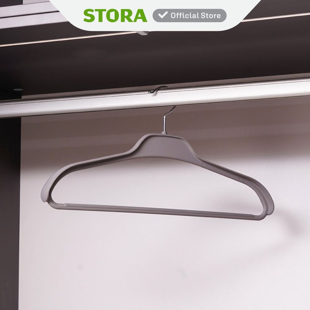 Stora 45 cm Hanger Jaket Abs Dengan Rubber Coated - Abu-Abu Henger Gantungan Baju Serbaguna Shirt Ho
