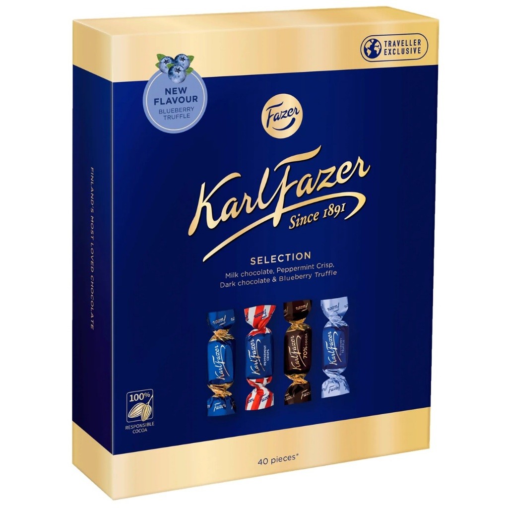 

Coklat Karl Fazer Selection Mix Chocolate Travel Edition Box 295gram isi 41pcs asal Eropa