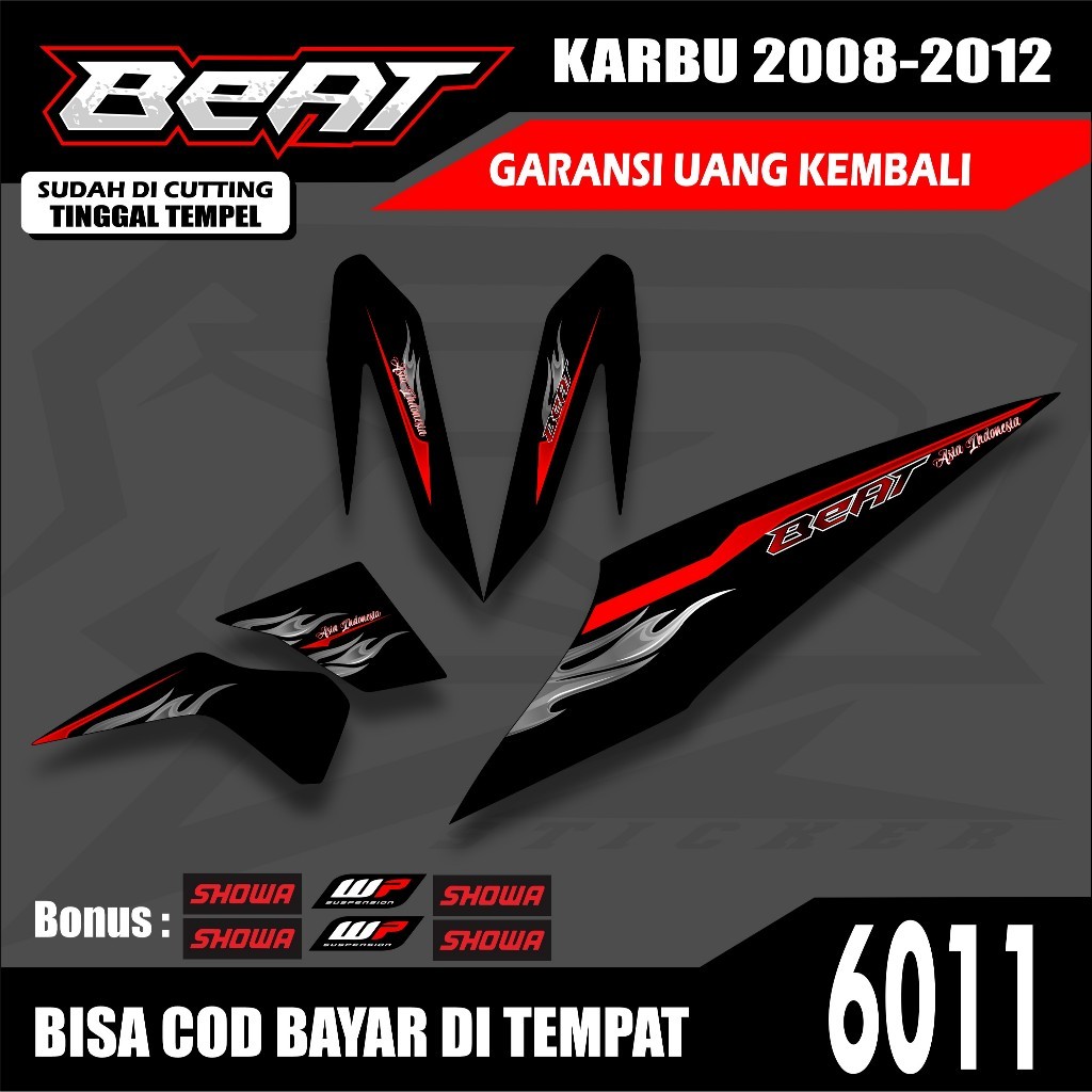 Striping Beat Karbu 2008-2012 Motif Api - Stiker Honda Beat Stiker Skotlait Api