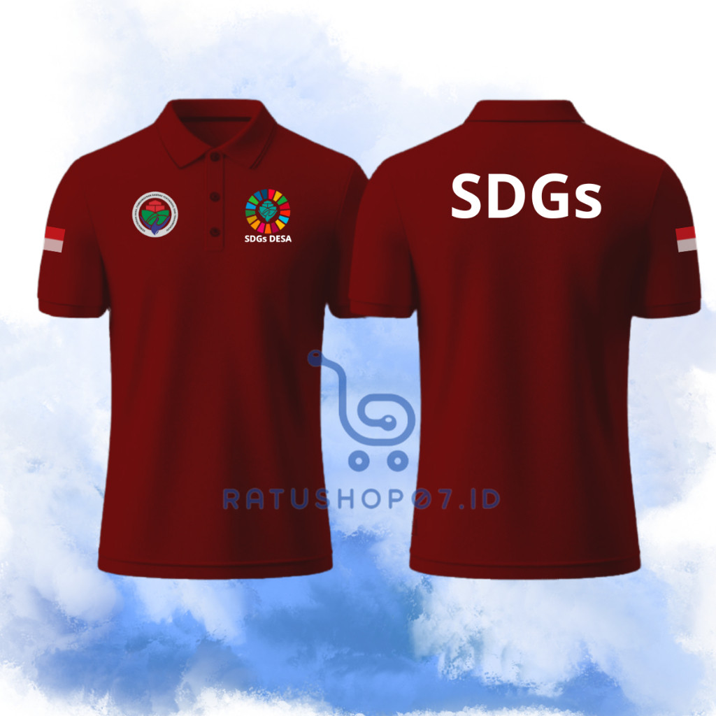 baju Poloshirt Lengan Panjang pria wanita SABLON PEMERINTAHAN SDGs DESA atasan kaos Polo berkerah bi