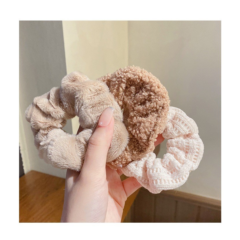 Set Ikat Rambut Scrunchie Cepol / Kunciran Rambut Scrunchie Bulu Set/ 1 Set Isi 7Pcs Scrunchie