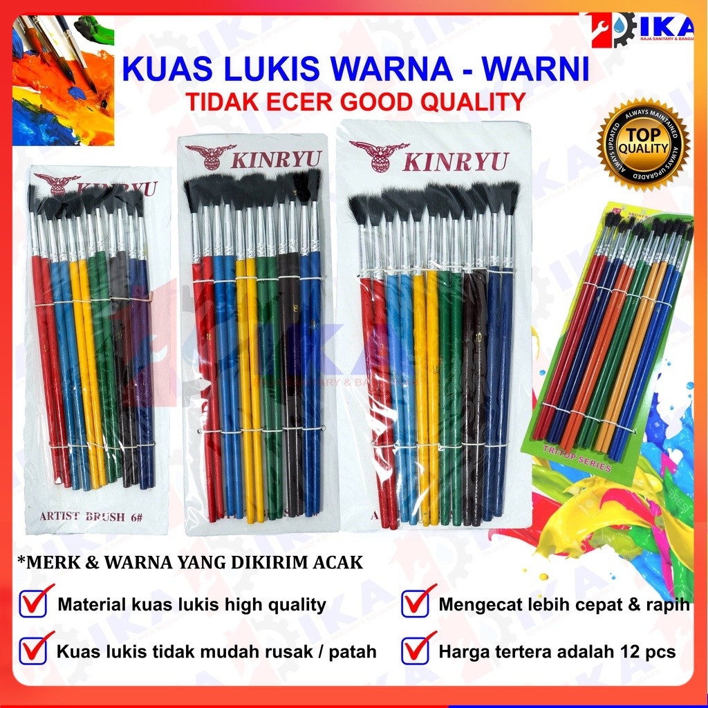 

KUAS LUKIS SET / KUAS LUKIS CAT AIR / PAINT BRUSH WARNA Kuas lukis watercolor - 1 LUSIN