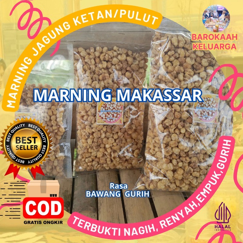 

Cemilan Marning Jagung Ketan Asin Bawang Gurih 100gr, 250gr 500gr 1KG Gurih Renyah Murah / Jagung Marning ketan Asin / Marneng Jagung Makassar Original Asin PREMIUM