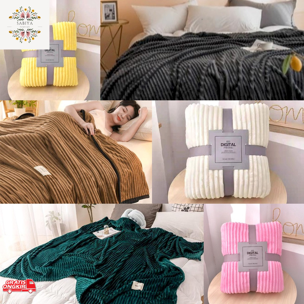 Selimut Nyaman / Selimut Bulu POLOS  Tebal JUMBO 160x200 (embos )