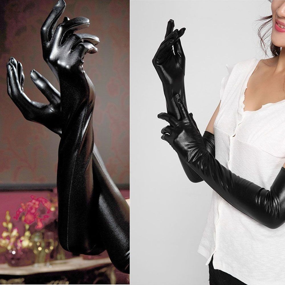 Clubwear Wear Faux Leather Catsuit Cosplay Adult Long Latex Gloves Sexy Fetish