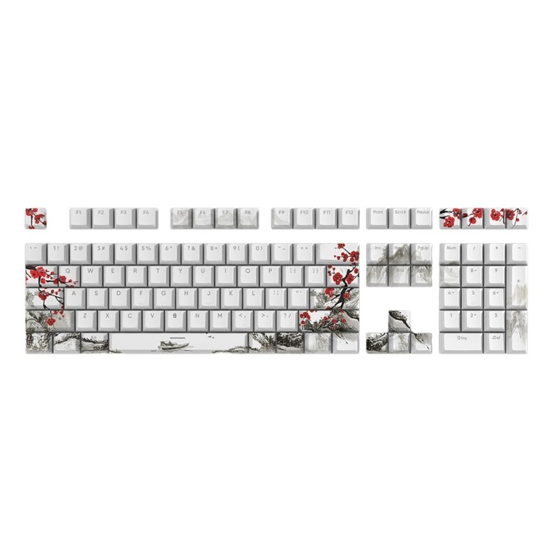 108key OEM PBT DYESUB Keycaps Plum Blossom Russian Korean Japanese Keycap for Gaming Mechanical Keyb
