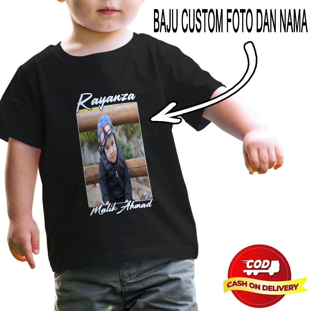 Kaos Anak FOTO & NAMA Sendiri | Gratis Custom Foto&Nama | 1 - 12 Tahun Ada Kaos Anak Bisa Request na