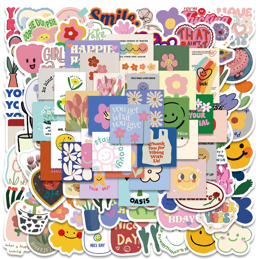 

90PCS Cute Smile Flower Stickers Cartoon Motivational Stickers for School Teacher Kids Student Stationery Stickers Kids Toys