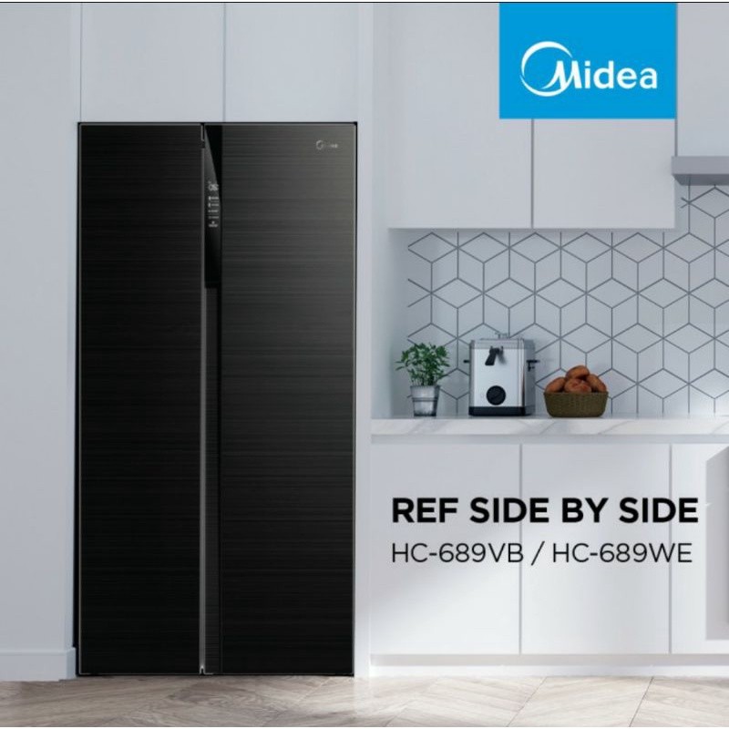 Midea Kulkas Side by side Midea HC-689VB Lemari Pendingin Garansi Resmi Original