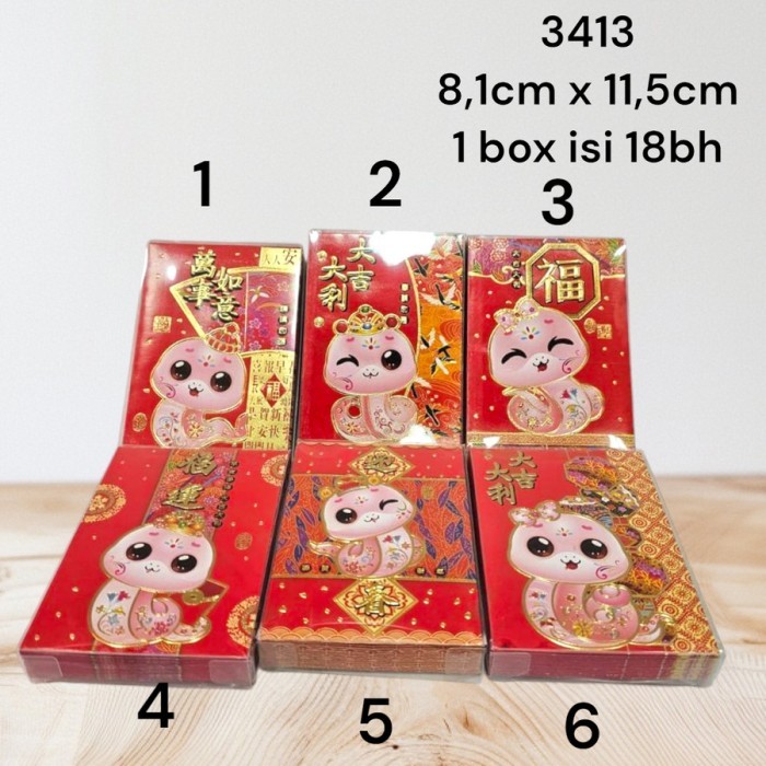 

Angpao angpau box shio ular 3413 terbaru imlek tahun 2025 1 box isi 18bh - 1