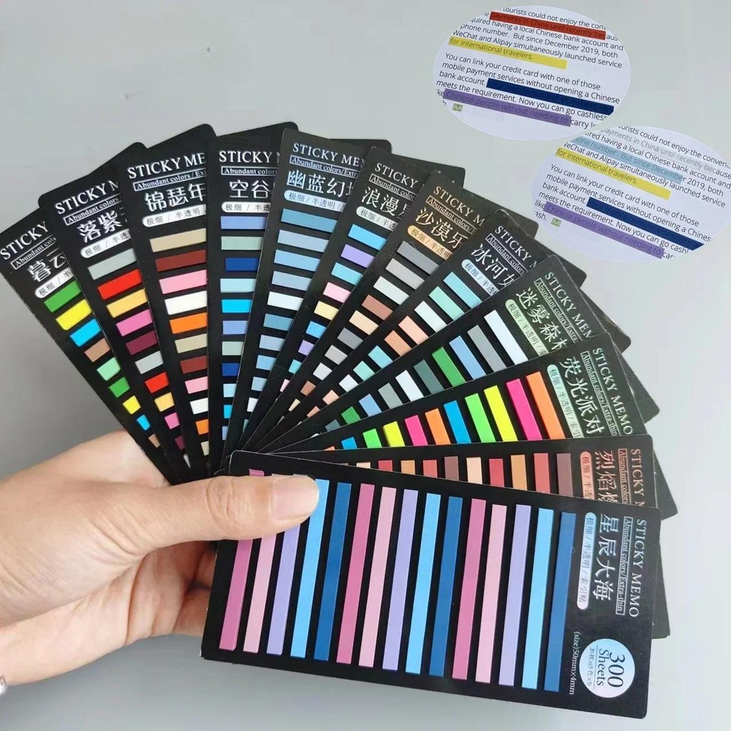 

300 Sheets Transparentes Sticky Notes Self-Adhesive Annotation Posted Read Books Bookmarks Tabs Notepad Aesthetic Stationery