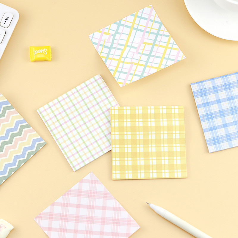 

Wavy plaid texture Little mood Sticky note Student message memo paper pad