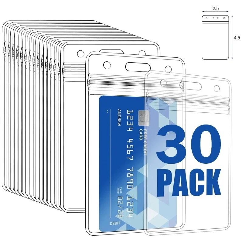 

1-30Pack Waterproof Transparent Card Holder Case Business Bus Bank Credit Card Protector Cover Vertical ID Card Badge Holders