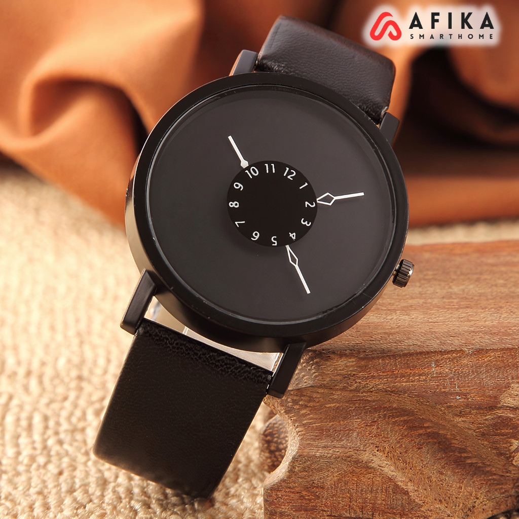 Jam Tangan Kulit Elegan Dial Unik Pria Dan Wanita