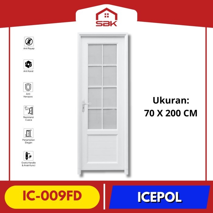 Pintu Kamar Mandi | Pintu UPVC 70x200 IC-009FD Icepol