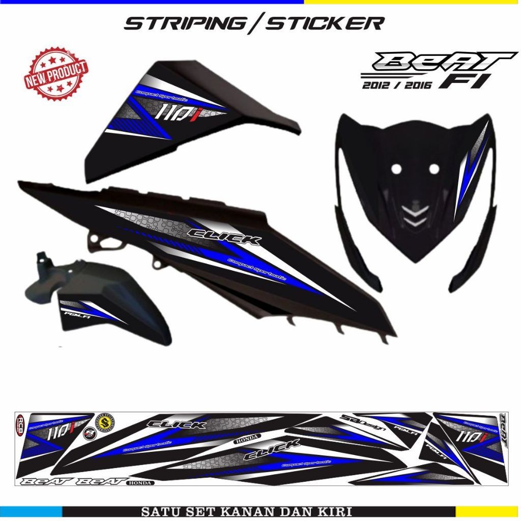 COD / VARIASI STIKER CLICK BEAT  VARIASI STRIPING MOTIF HONDA BEAT FI LIS CLICK 110