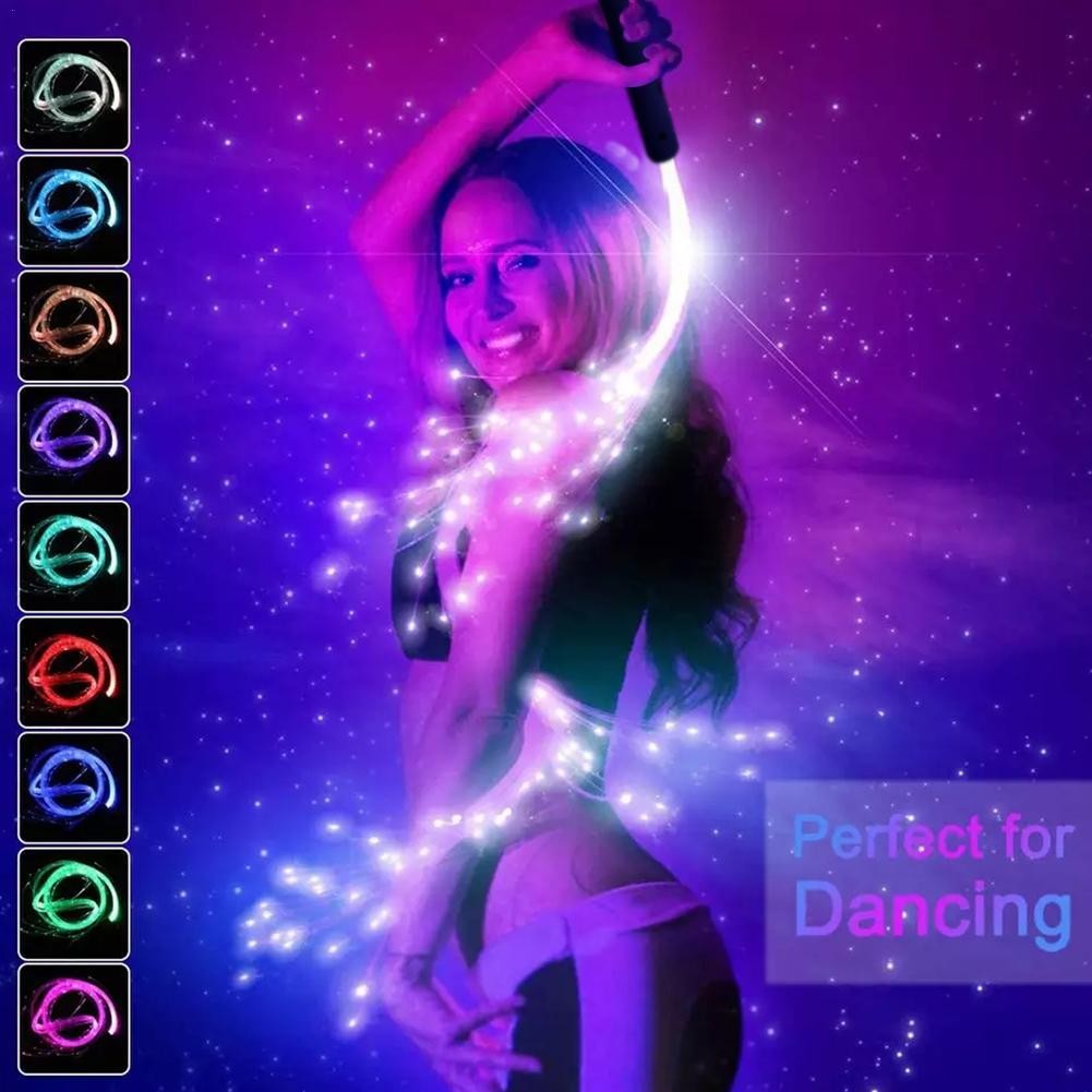 LED Fiber Optic Whip 360° Swivel Super Bright Optical Hand Rope Light-up Pixel Whip Flow Toy Dance P