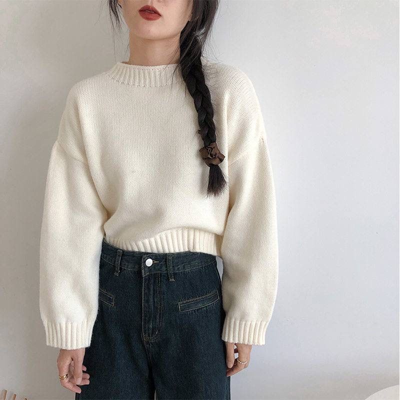 SWEATER CROP RAJUT POLOS BASIC LENGAN PANJANG VARIASI MIX GLITTER PREMIUM WANITA ATASAN POTONG WANIT