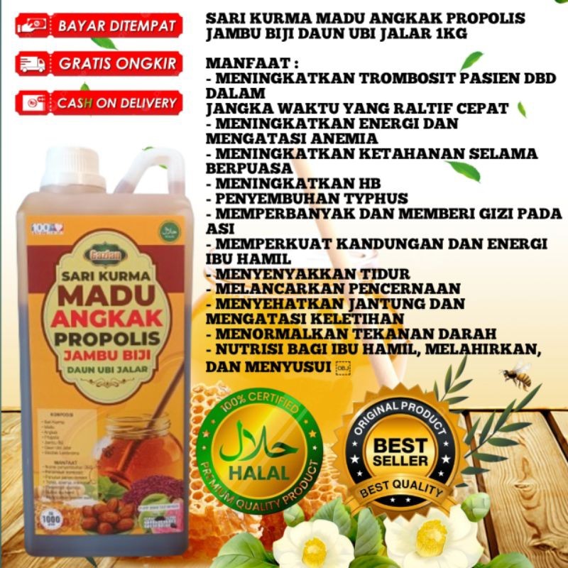 

sari kurma madu angkak propolis jambu biji daun ubi jalar 1kg