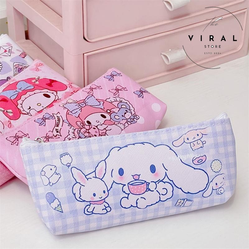 

THE VIRAL STORE Tempat Pensil Tepak Bahan Kanvas Sanrio Pencil Case Kotak Pulpen Gepeng Kuromi Melody Cinnamoroll PomPomPurin Lucu Unik Imut Termurah grosir Cod