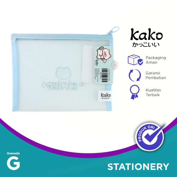 

Kako Kimiko Cat Zipper Pocket Mesh A5 Blue