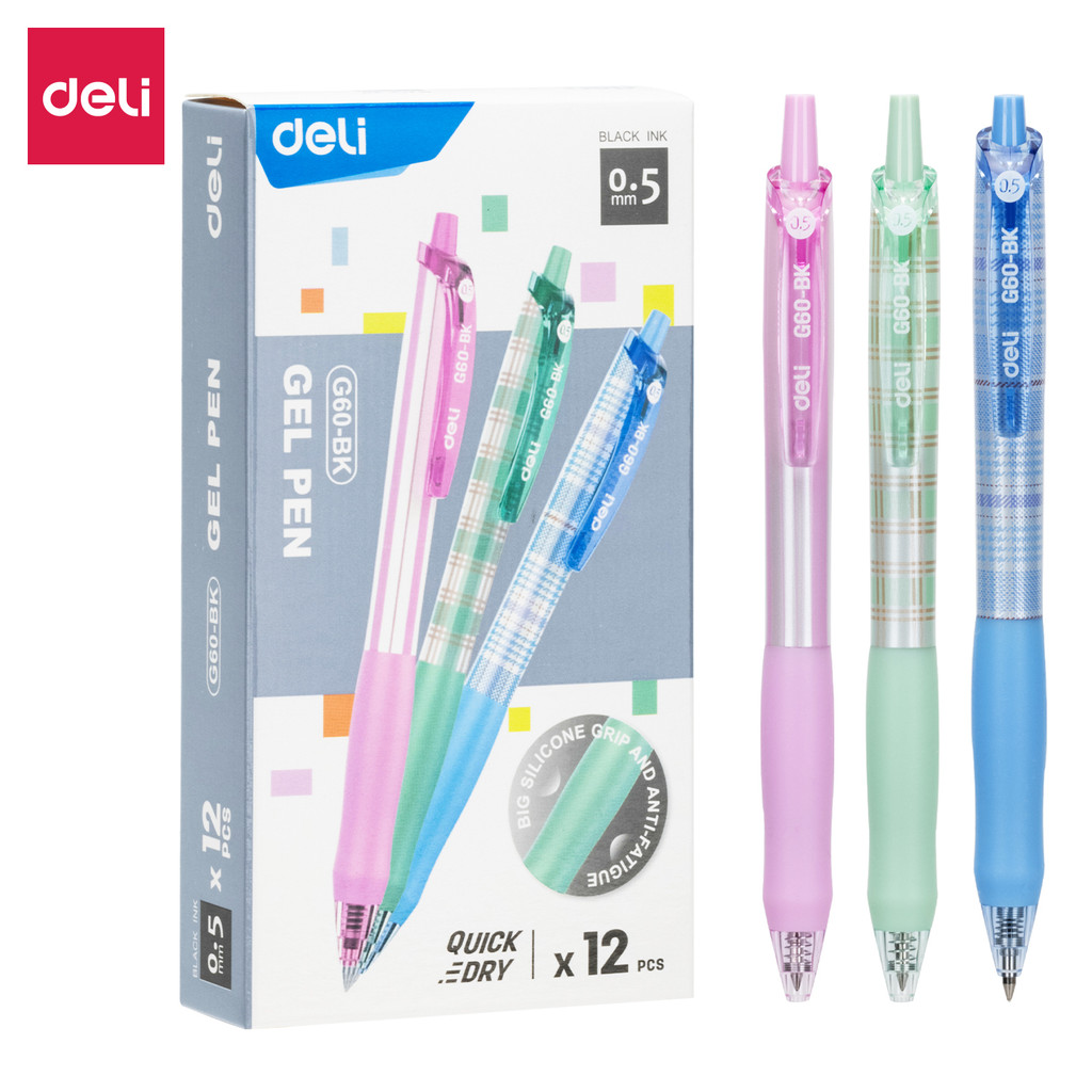 

Deli | Gel Pen 0.5 mm | Hitam & Biru | G60
