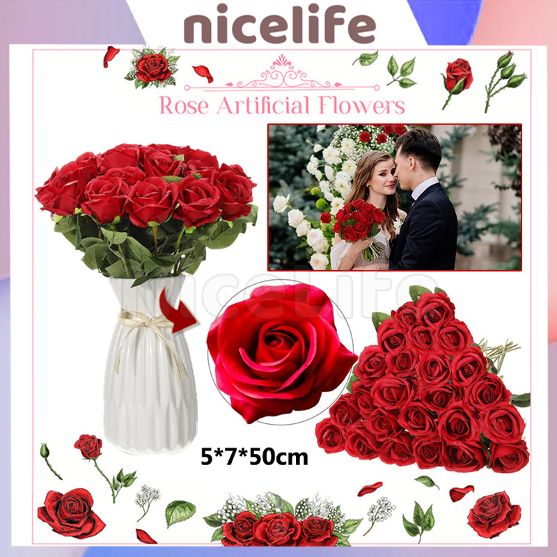 Bunga Mawar Tangkai Artificial / Bunga Mawar Palsu / Artificial Bunga