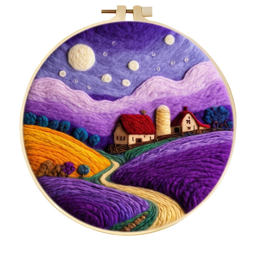 

Wool Felt Painting Kit Night Scenery Needle Felting Kit For Beginners Needles For Fleece And Felt Gifts Home Decoration