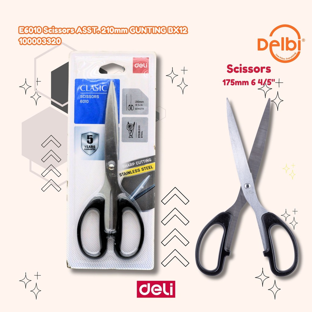

Deli Gunting yang dilapisi anti karat kualitas tahan lama 210mm E6010 Scissors ASST. 210mm GUNTING BX12