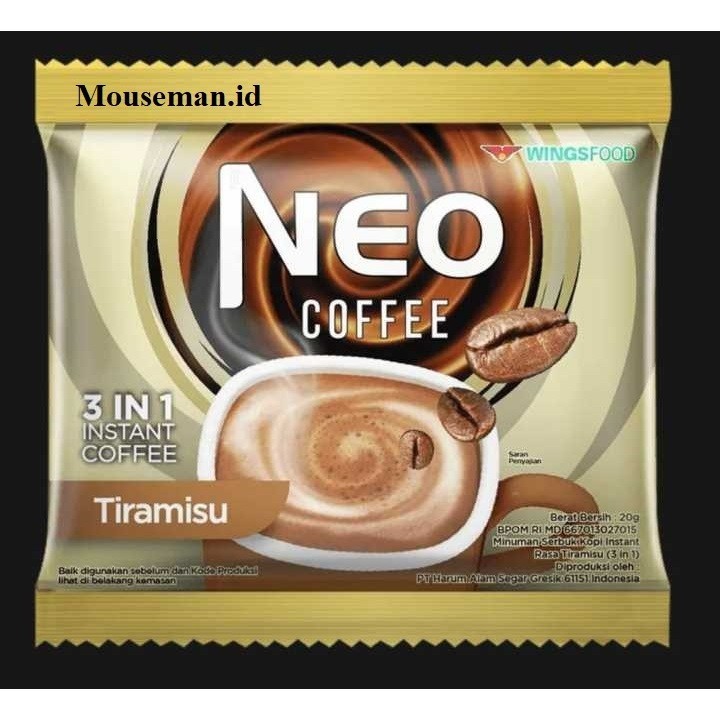 

Mouseman - Kopi NEO COFFEE TIRAMISU 3 IN 1 Instant Coffee Sachet 20gr