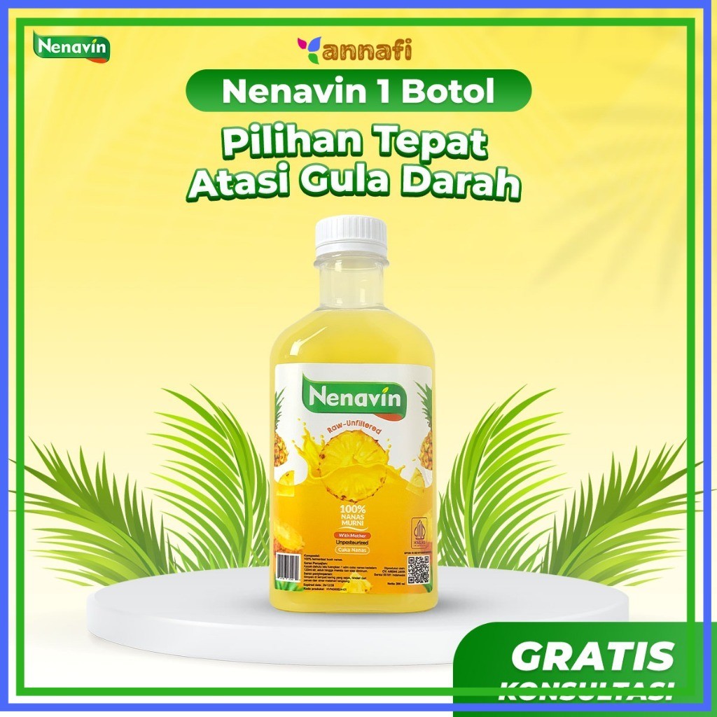 

NENAVIN - Cuka Nanas Organik - 100% Nanas Asli - Solusi Turunkan Kadar Gula Darah Tinggi - BPOM