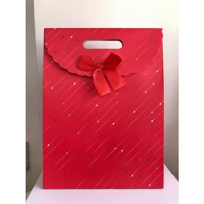 

Paper bag premium red polkaline gold M