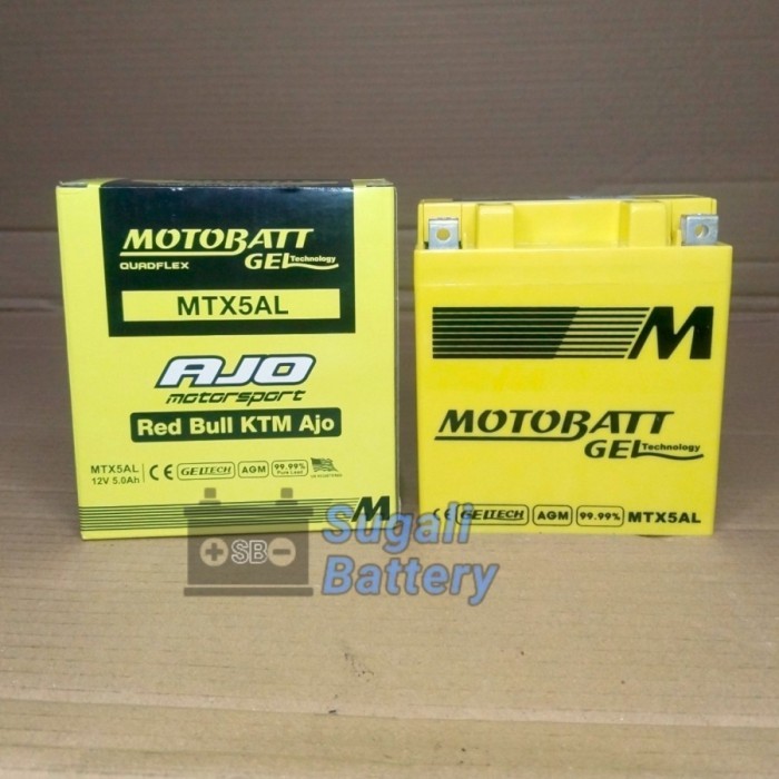Aki Motor Suzuki Smash Shogun Tornado Titan Aki MOTOBATT MTX5AL Gel Kering 5Ah