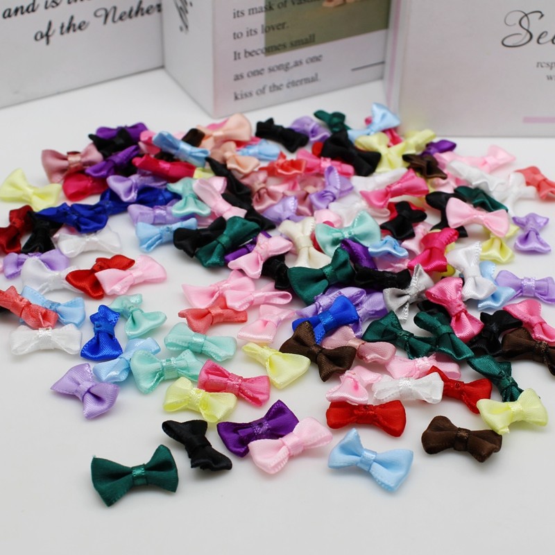 

50/100pcs 10mm-20mm Mini Fabric Ribbon Bow Tie/Tiny Satin Bows craft Kid's cloth Wedding Party Sewing DIY Decorations