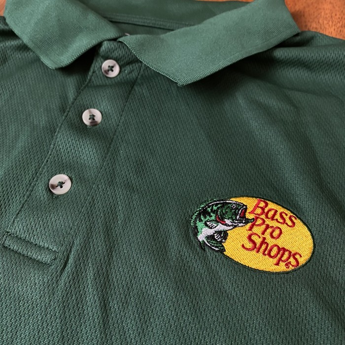 Bass Pro Shops Short Sleeve Fishing Polo Shirt Embroidered (Green) Kaos Kerah Bordir