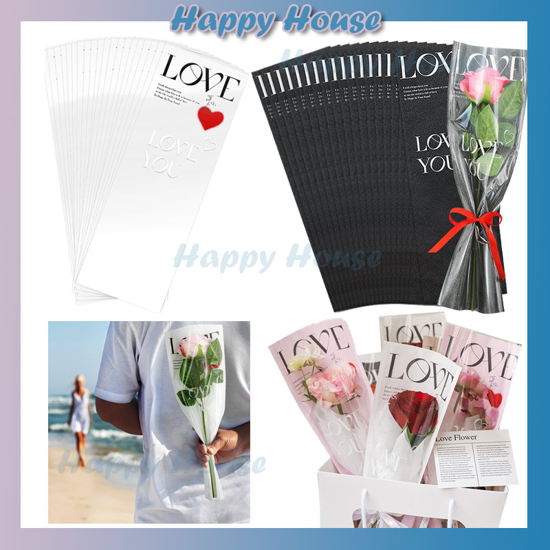 

(10 LEMBAR) Plastik Buket Bunga Single Flower Wrapping Plastic Single Rose Pembungkus Bunga