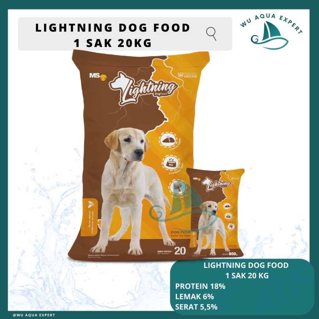 LIGHTNING DOG 1sak 20KG dry dog food 1sak 20 KG  (isi25pouch 800gr)  20kg 20 kilogram karung zak sak