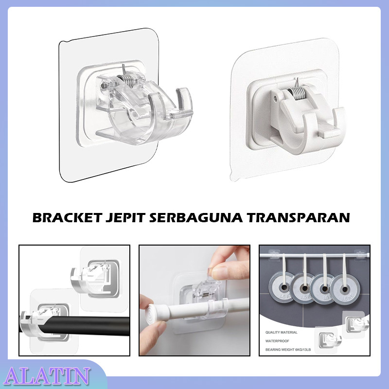 Bracket Pengait Jepit Tiang Fleksibel / Bracket Gorden / Bracket Batang Fleksibel Untuk Gorden Kolon