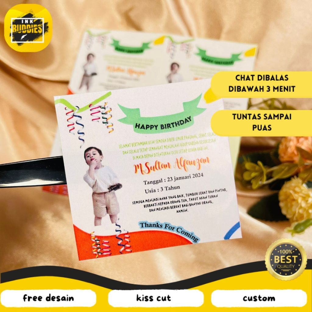 

INB Print Stiker Ultah Anak Ulang Tahun Label Bentuk Kotak Sticker Ulang Taun Balita Uk.Kecil