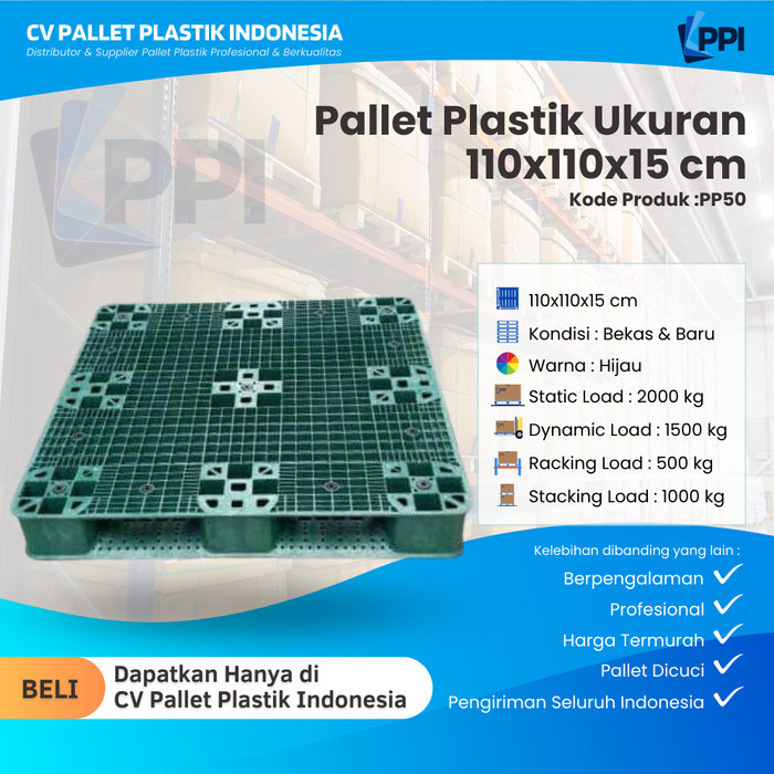 

Pallet Plastik Bekas/Baru Ukuran 110x110x15 cm – PP50 / Pallet Plastik Hitam / Pallet Plastik Jaring