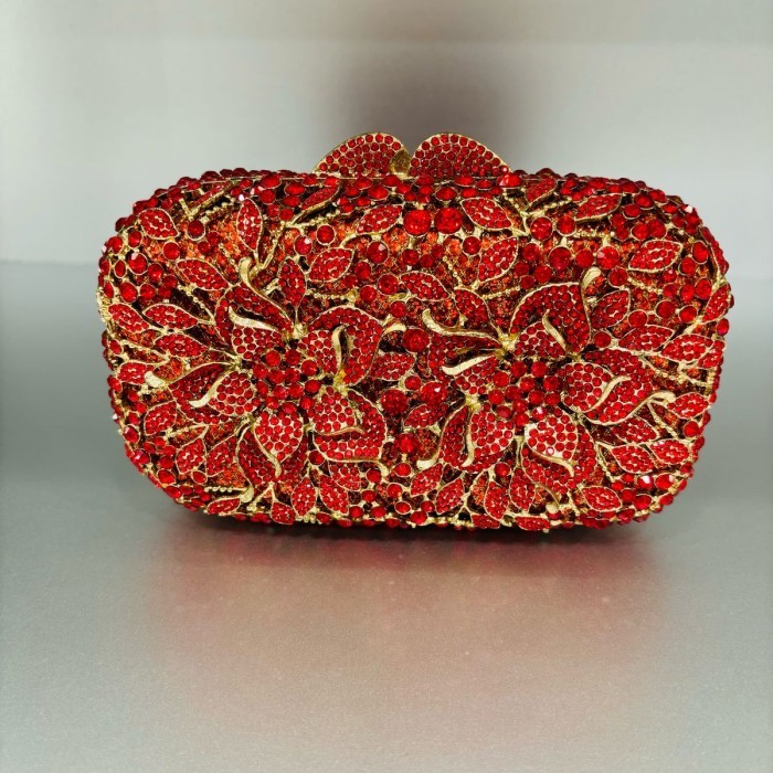 ROSSINI - Tas Pesta Swarovski / Clutch Swarovski / Tas Merah