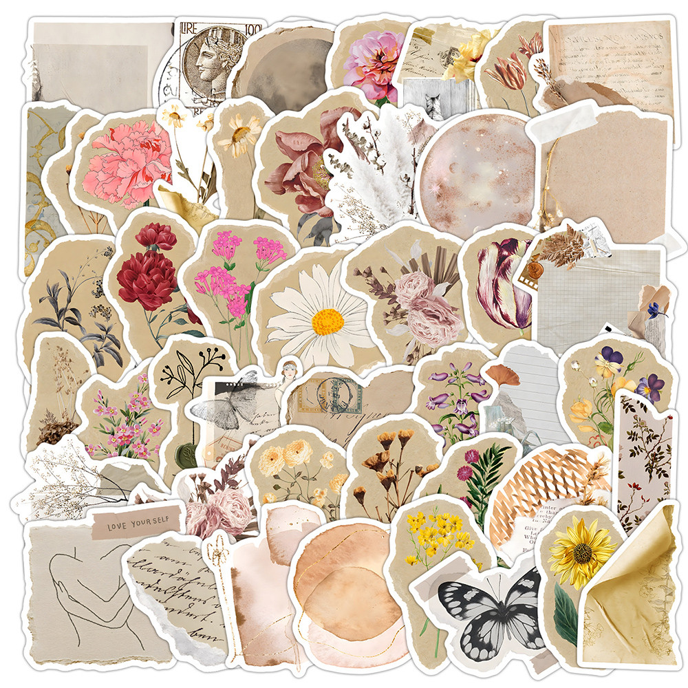 

10/30/50/100pcs Funny Cute Retro Cartoon Art Flower Stickers Bohemian Decals Laptop Fridge Phone Suitcase Scrapbooking Sticker