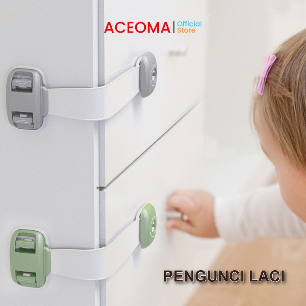 Safety Lock Pengunci Laci Pintu Kulkas 1 Pintu Pengait Kulkas 2 Pintu Lemari Kunci Pengaman Anak Pin