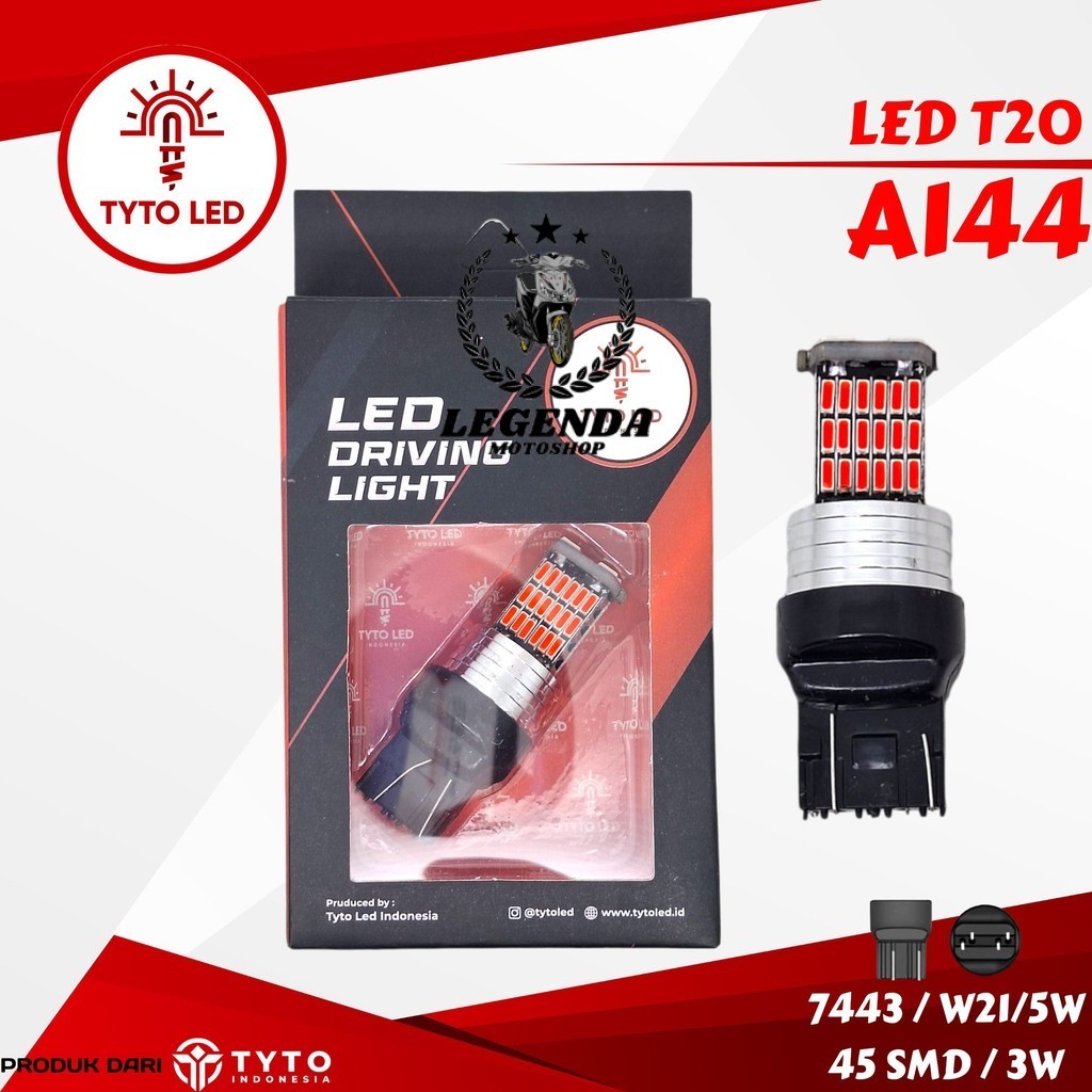 Lampu Sein Mundur Mobil TYTO LED A144 Soket T20 7443 3Watt 45SMD Dc Canbus