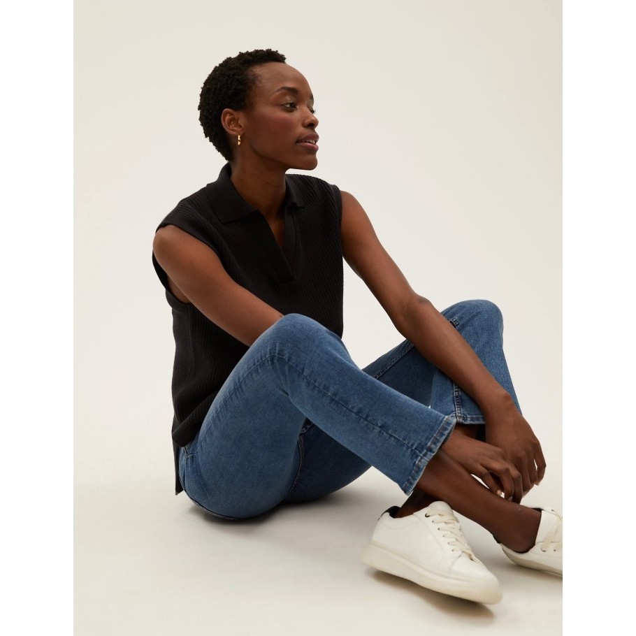 M&S - Celana - High Waisted Slim Flare Cropped Jeans - Medium Indigo