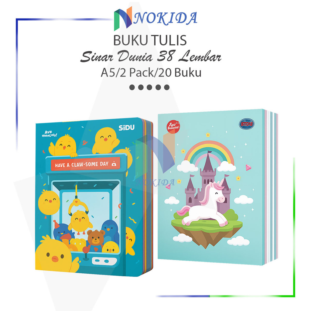 

Nokida Buku Tulis Catatan Ukuran A5 Sinar Dunia 38 Lembar [2 Pack/20 Buku] / Alat Tulis Sekolah / Pelengkapan Menulis