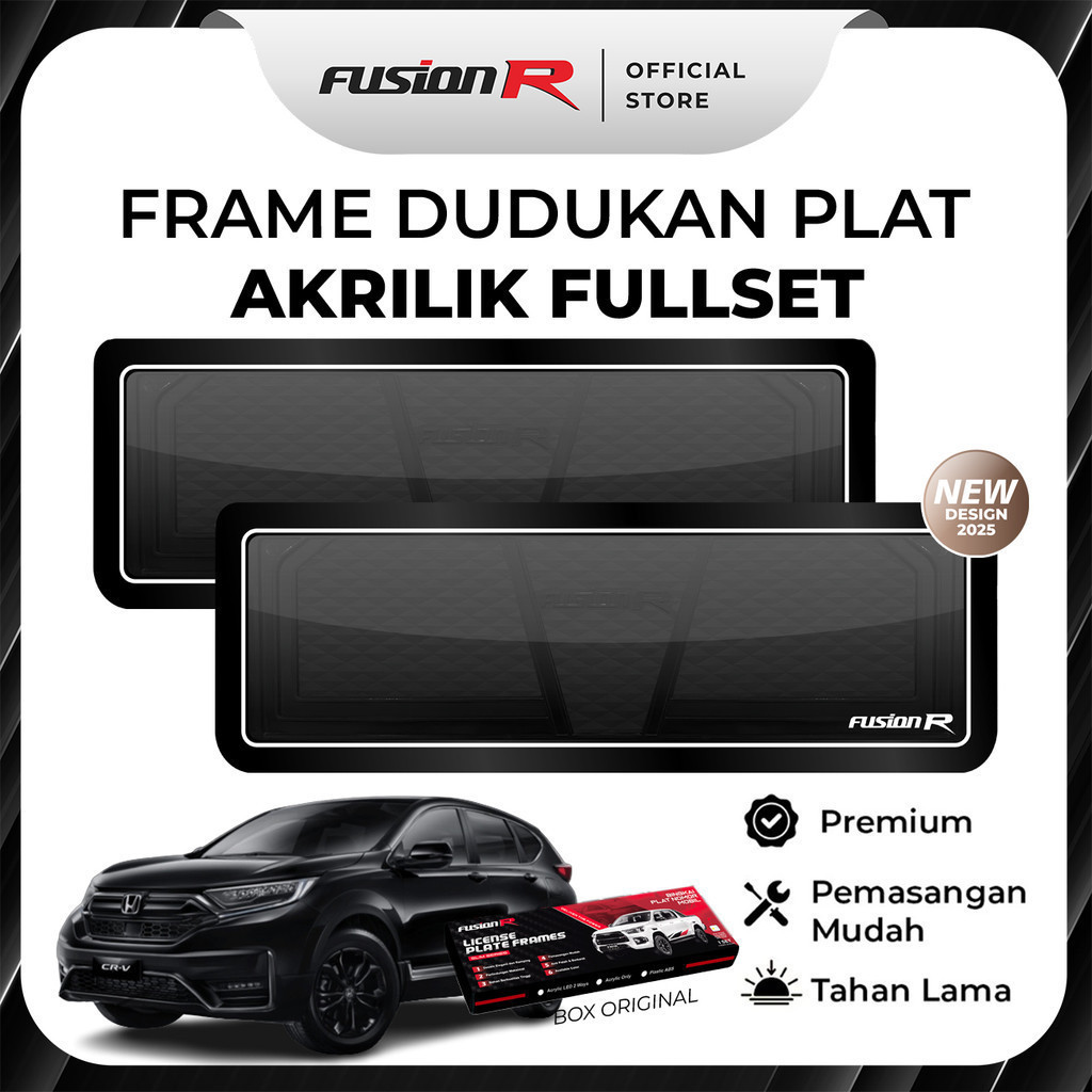 FUSION R DUDUKAN PLAT MOBIL CRV TURBO TATAKAN TEMPAT PLAT NOMOR MOBIL AKRILIK MIKA ORIGINAL FULLSET